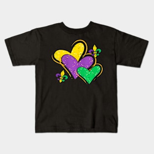 Mardi Gras Hearts Cute Outfit Women Girls Kids Kids T-Shirt